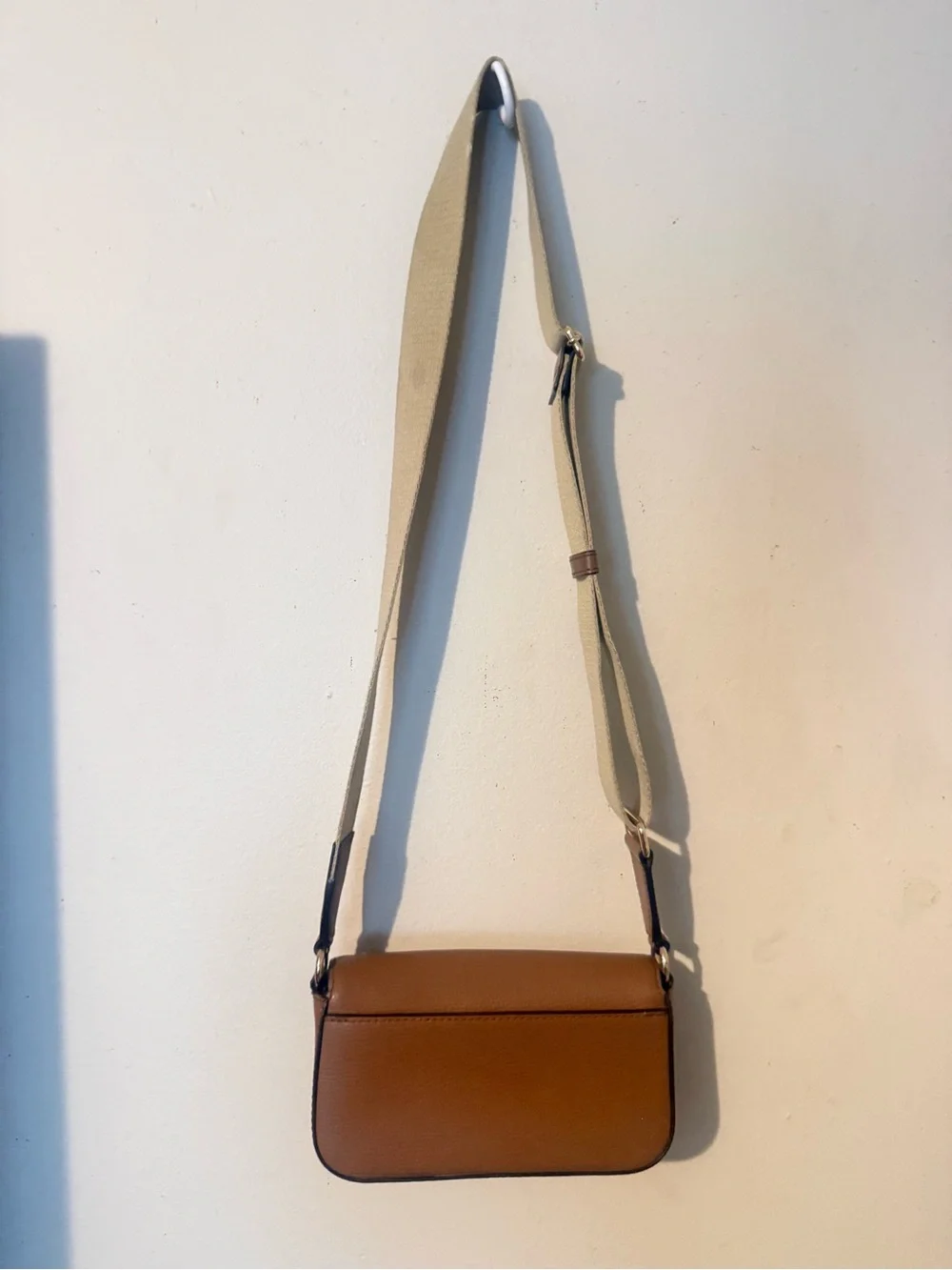 Michael Kors Brown Leather Crossbody with Contrast Beige Strap